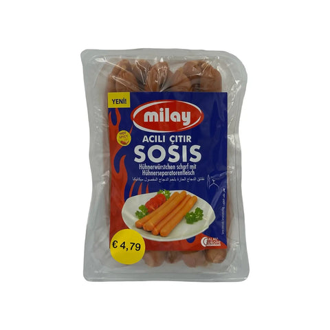 Milay Hühnerwürstchen mit Hühnerseparatorenfleisch Scharf - 520g Milay