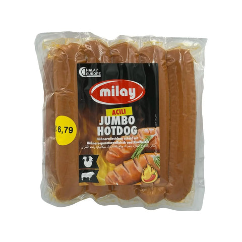 Milay Scharfe Jumbo Hühnerwürstchen mit Hühnerseparatorenfleisch und Rindfleisch - 1kg Milay