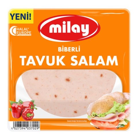 Milay Erzeugnis aus Hähnchenseparatorenfleisch nach Art einer Mortadella mit Paprika - 200g Milay