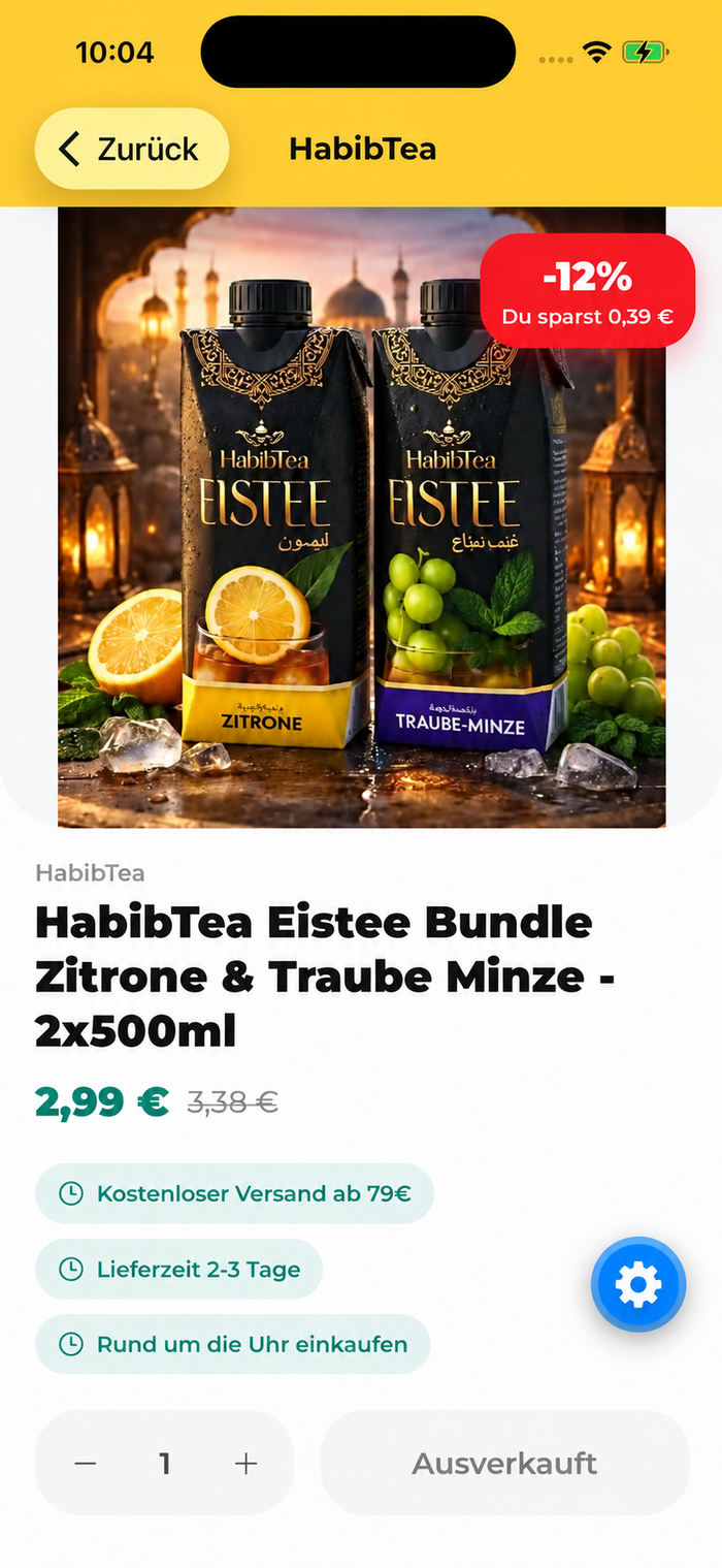Ansicht der Foodpaket App