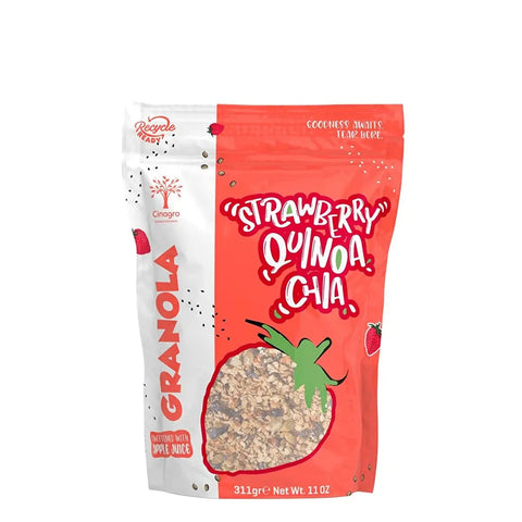 Cinagro Granola Vollkornhafer-Knuspermüsli Erdbeere, Quinoa, Chia 311g Foodpaket