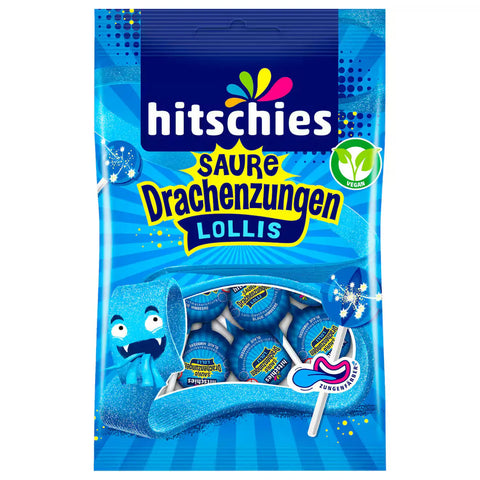 Hitschies Saure Drachenzungen Lollis blau - 128g Hitschies