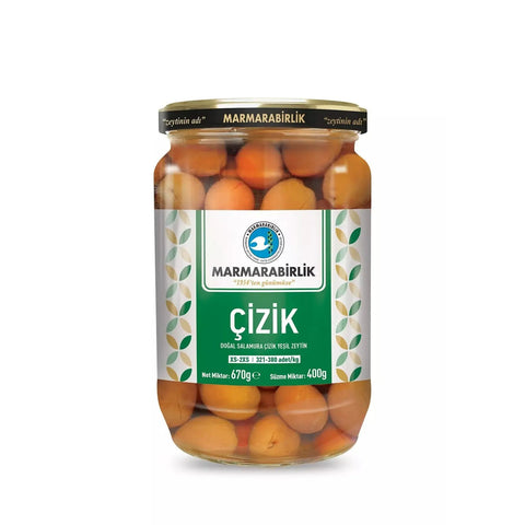 Marmarabirlik Dogal Salamura Cizik Yesli Zeytin Grüne Oliven - 670g Marmarabirlik