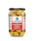 Marmarabirlik Kirmizi Biber Dolgulu Yesil Zeytin Grüne Oliven gefüllt mit Paprika - 650g Marmarabirlik