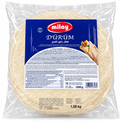 Milay Dürüm Tortilla aus Weizenmehl - 18 x 25cm Milay