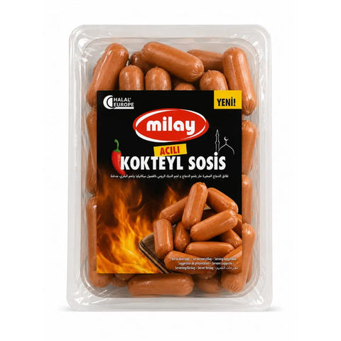 Milay Kokteyl Sosis - Scharfe Mini Würstchen mit Hühnerseparatorenfleisch - 300g Milay