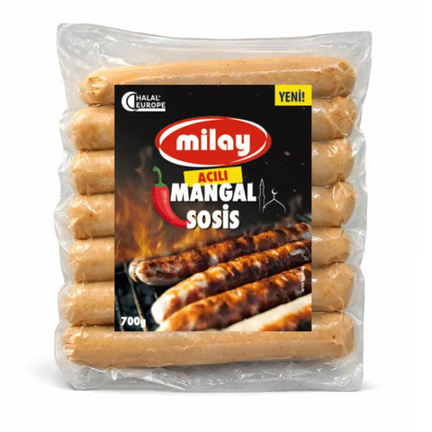Milay Mangal Sosis Scharfe Hühnerbratwurst mit Geflügelseparatorenfleisch - 700g Milay