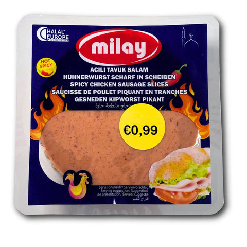 Milay Pikante Hühnerwurst Scheiben – 200g Milay