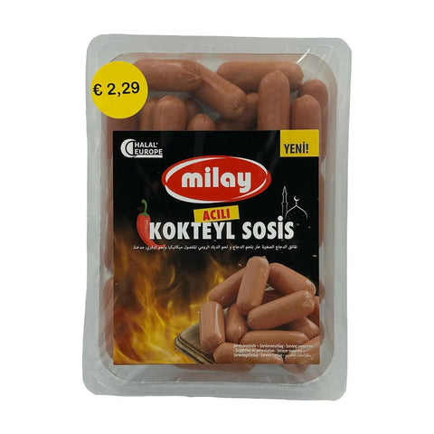 Milay Scharfe Mini Hühnerwürstchen aus Hühner- und Putenseparatorenfleisch - 300g Milay