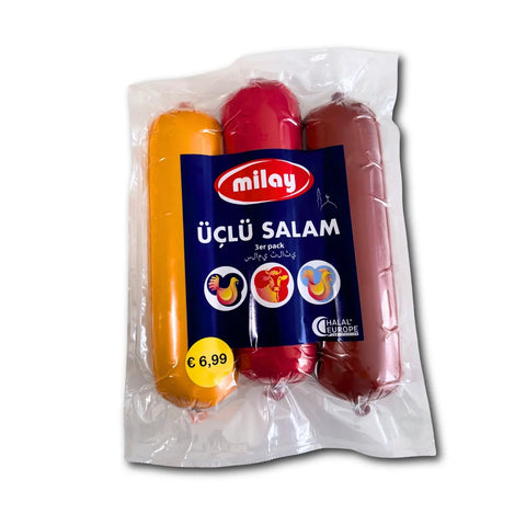Milay Üclü Salam - Hühnerwurst mit Geflügelseparatorenfleisch - 3 x 500g Milay