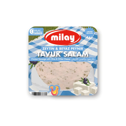 Milay Zeytin & Beyaz Peynir Tavuk Salam – Wurstaufschnitt aus Hühnerseparatorenfleisch – 150g Milay