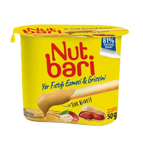 Nutbari – Erdnusscreme mit Gebäcksticks – 50g Nut Bari