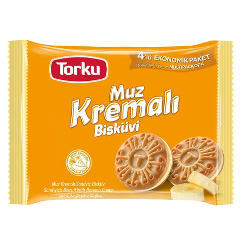 Torku Muz Kremalı Bisküvi - Doppelkeks mit Bananencreme 4 x 61g - 244g Torku