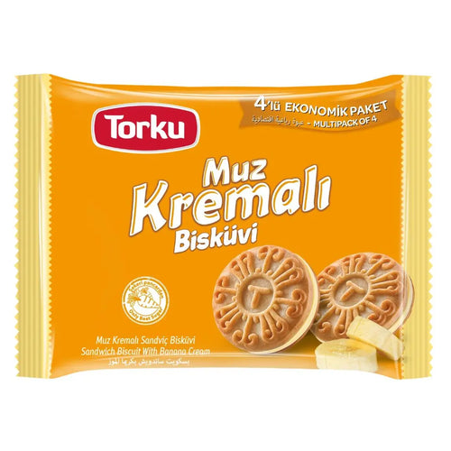 Torku Muz Kremalı Bisküvi - Doppelkeks mit Bananencreme 4 x 61g - 244g Torku