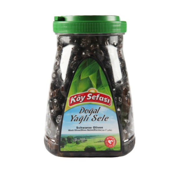 Köy Sefasi Schwarze Satteloliven mit Öl 1500g