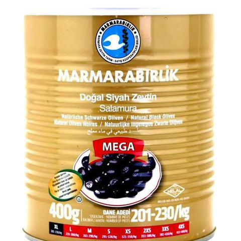 Marmarabirlik Doal Siyah Zeytin Schwarze Oliven Mega 400G Marmara Birlik