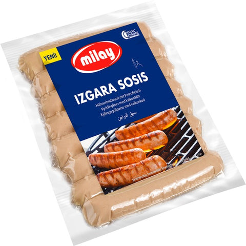 Milay Hühnerbratwurst aus Hühner- und Putenseparatorenfleisch mit Weizenmehl in Eigenhaut - 350g Milay